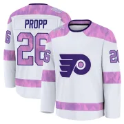 White Men's Brian Propp Philadelphia Flyers Premium 2024 Hockey Fights Cancer Practice Jersey